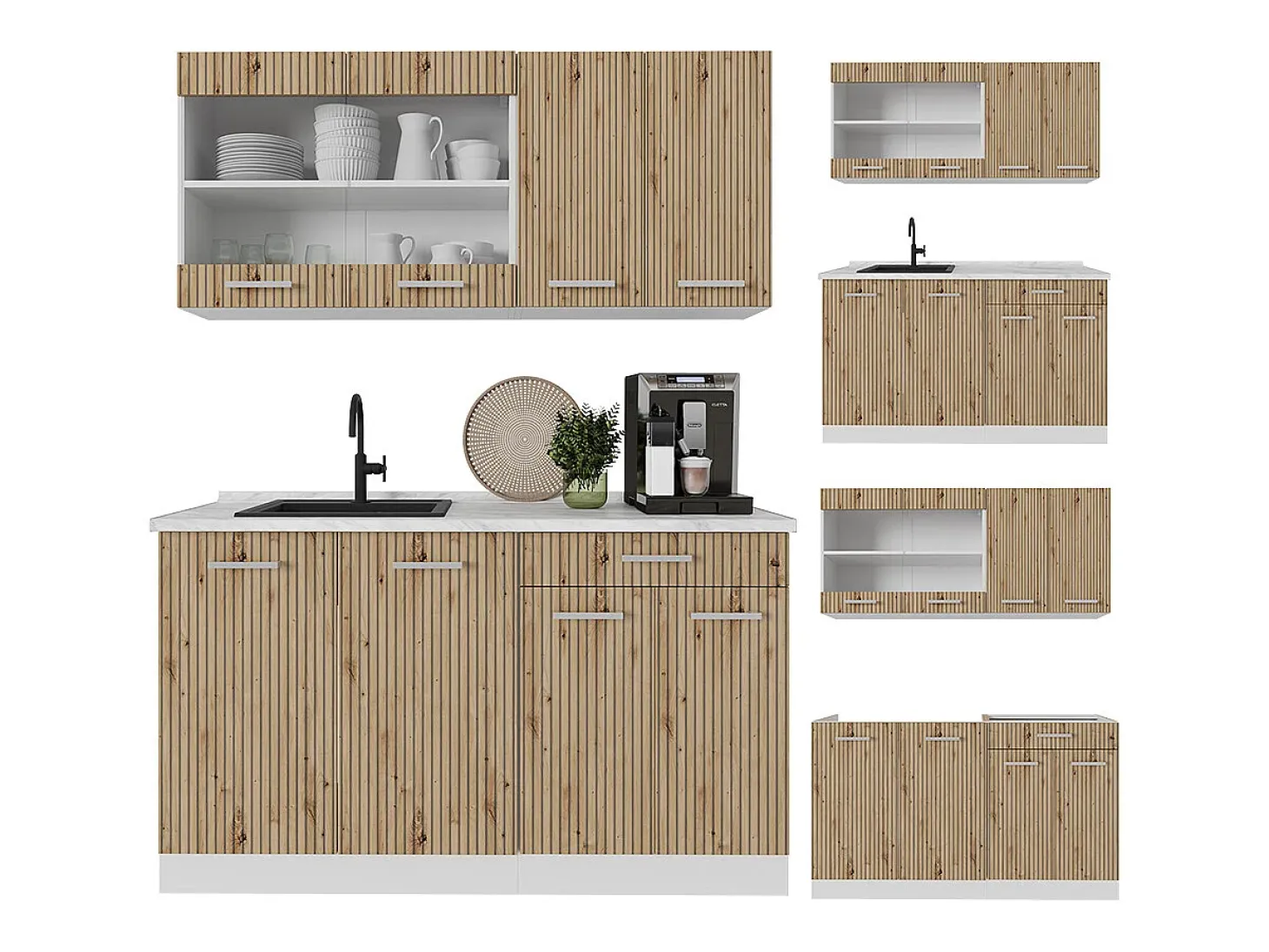 Cocina versátil roble artesanal/blanco 140x60x81.6 r-line