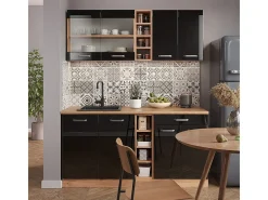 Cocina versátil roble negro/dorado de alto brillo 160x60x81.6 r-line