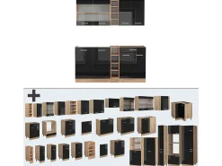 Cocina versátil roble negro/dorado de alto brillo 160x60x81.6 r-line