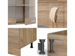 Cocina versátil roble sonoma/goldkraft 140x60x81.6 r-line