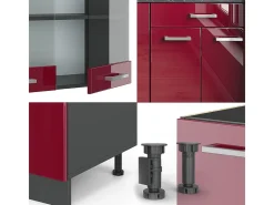 Cocina versátil rojo brillo intenso/antracita 140x60x81.6 r-line