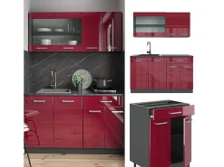 Cocina versátil rojo brillo intenso/antracita 140x60x81.6 r-line