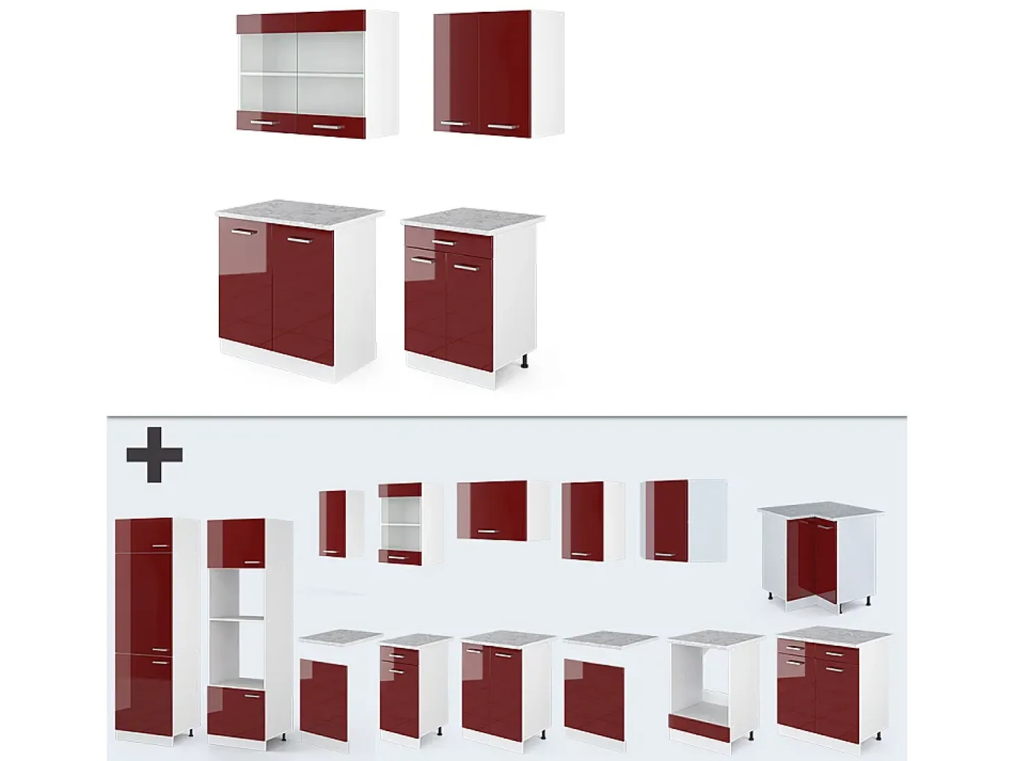 Cocina versátil rojo brillo intenso/blanco 140x60x81.6 r-line