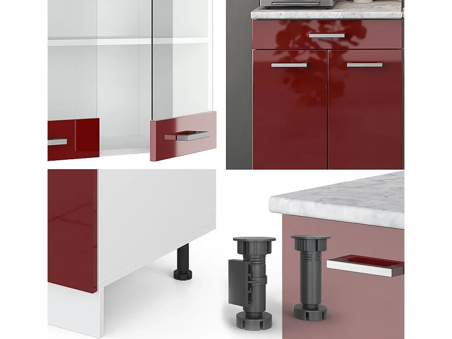 Cocina versátil rojo brillo intenso/blanco 140x60x81.6 r-line