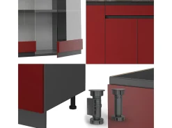 Cocina versátil rojo/antracita 140x60x81.6 r-line