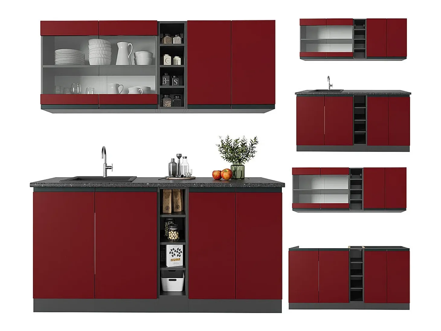Cocina versátil rojo/antracita 160x60x81.6 r-line