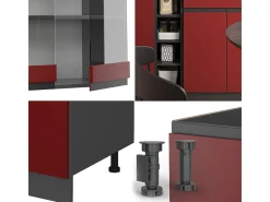 Cocina versátil rojo/antracita 160x60x81.6 r-line