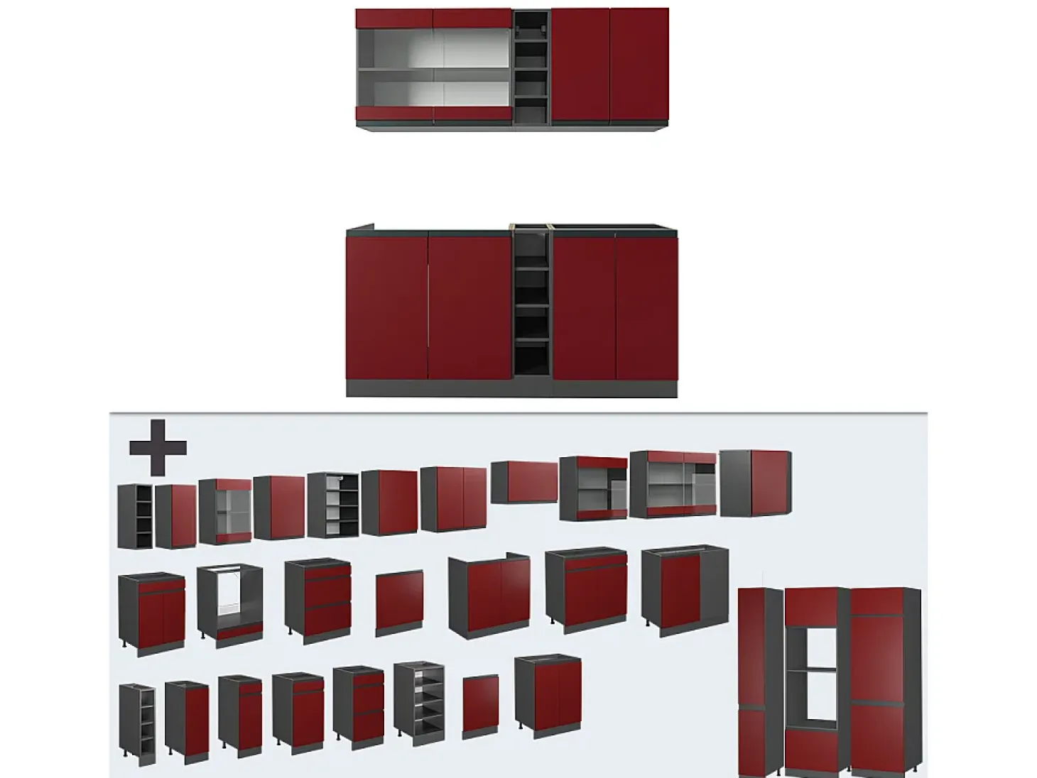 Cocina versátil rojo/antracita 160x60x81.6 r-line