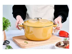 Cocotte de Hierro Esmaltado 24 cm 4,6 L COSY & TRENDY FONTESTIC Ámbar Todos los Fuegos y Horno