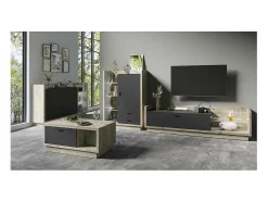 Colección de bufé CORK con LED 200 cm - 3 cajones, 3 estanterías, color de pino - Dimensiones 200 x 108 x 42 cm