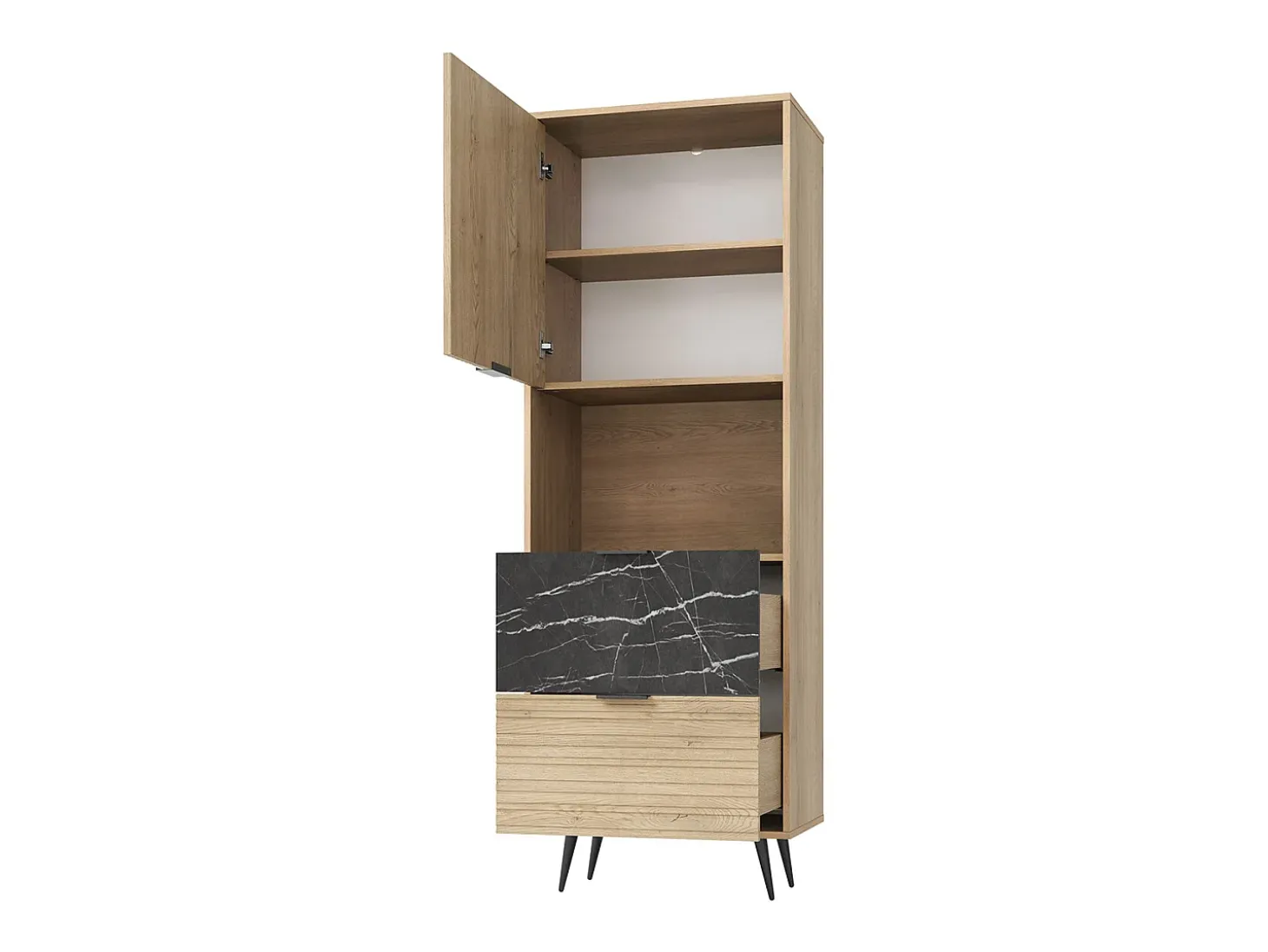 Columna 1 puerta 2 cajones Luka Madera y Negro