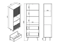 Columna 1 puerta 2 cajones Luka Madera y Negro