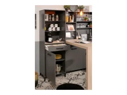 Columna Cocina Smoke Industrial Gris, 2 Estantes, Cajón y Puerta 60x188x42 cm