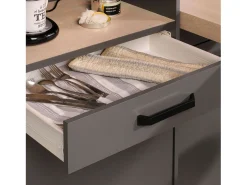 Columna Cocina Smoke Industrial Gris, 2 Estantes, Cajón y Puerta 60x188x42 cm