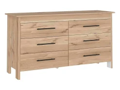 Comoda doble Hms en melamina con 6 cajones de rieles metalicos , beige , 80.6 cm X 140.5 cm X 48.3 cm
