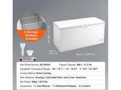 Congelador Horizontal SucceBuy de 488 L con 4 Cestas