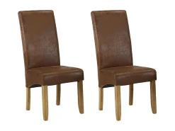 Conjunto 2 sillas SANTOS Microfibra aspecto piel envejecida