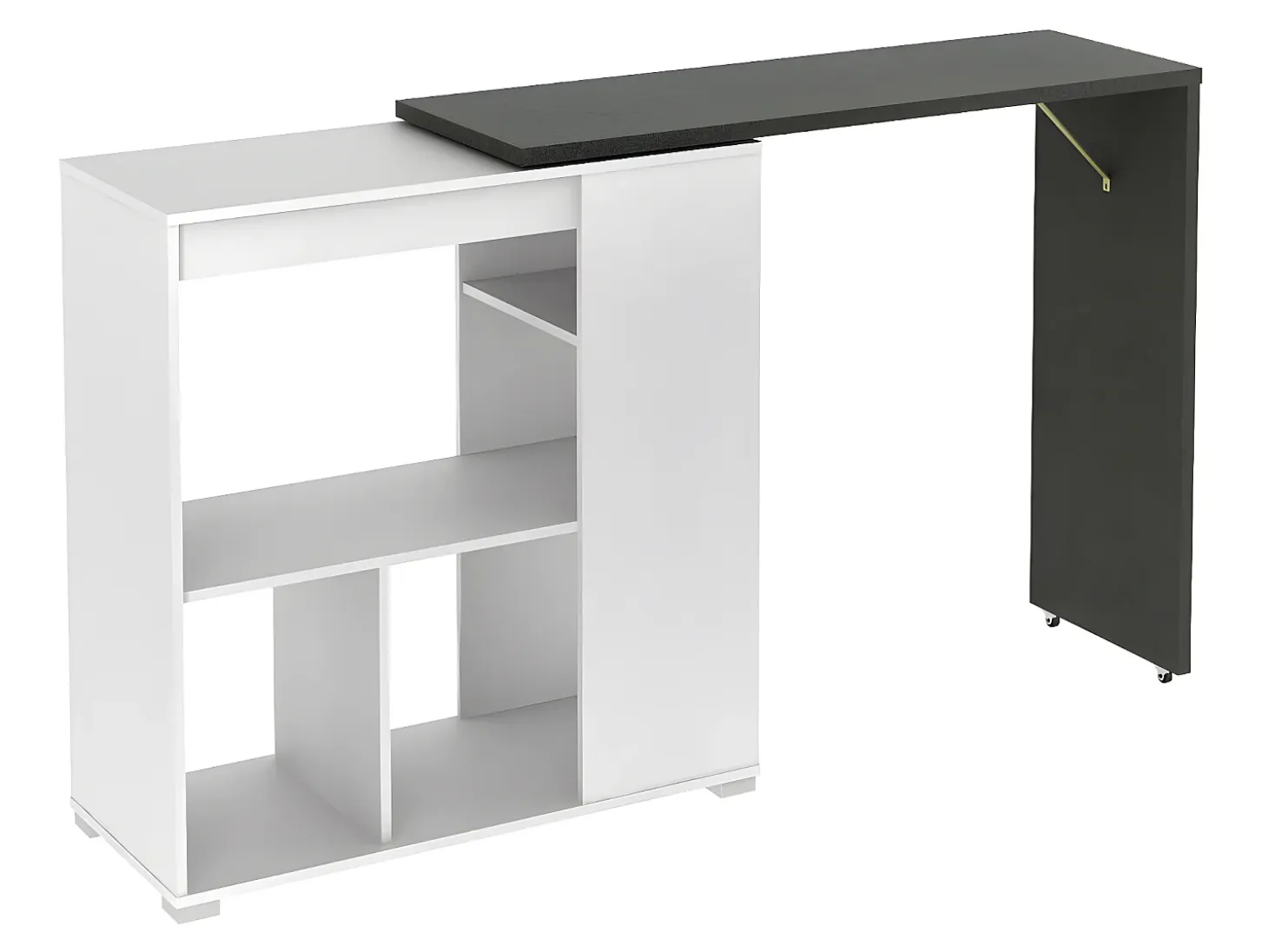 Conjunto "Bar": Mueble de bar SATURNE + 2 taburetes de bar CALAS - Blanco cemento