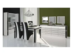 Conjunto buffet LINA con LED y 3 espejos cuadrados en colores blanco y negro