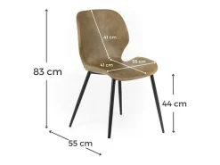 Conjunto de 4 elegantes sillas en ecopiel beige "Liam" tacto suave vintage cm 45x55 83h