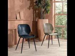 Conjunto de 4 elegantes sillas en ecopiel beige "Liam" tacto suave vintage cm 45x55 83h