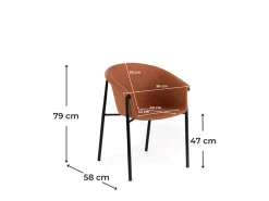 Conjunto de 4 elegantes sillas modernas "Orchidea" de tela naranja con estructura de metal pintado