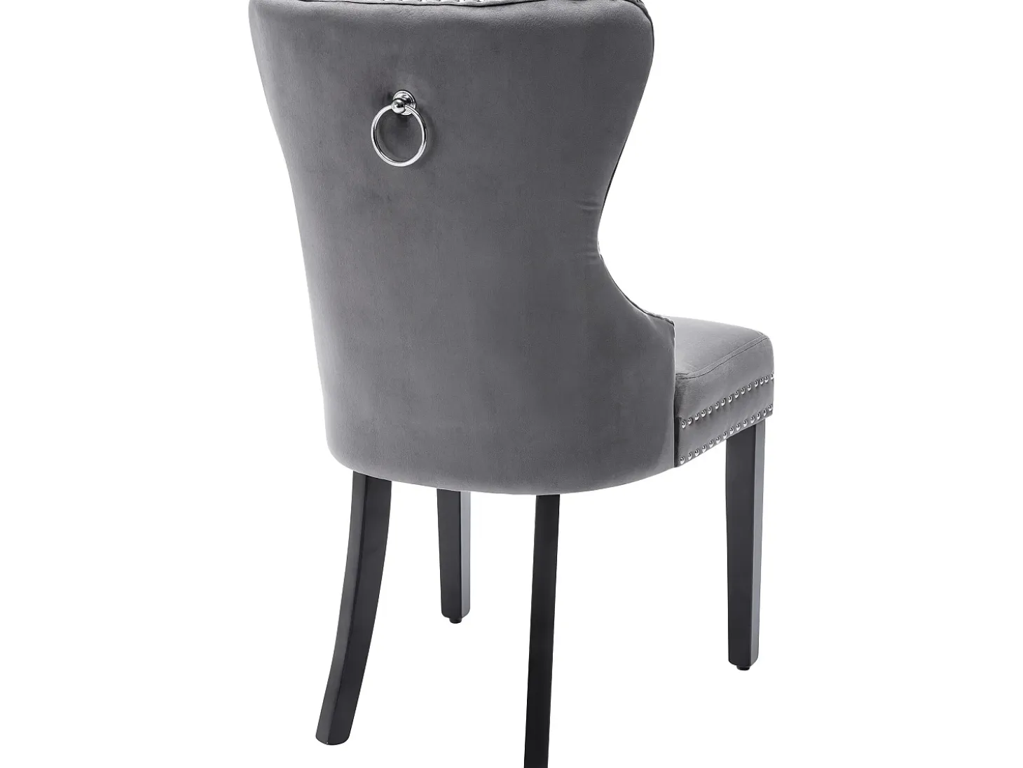 Conjunto de 2 sillas - terciopelo - patas de madera maciza - gris