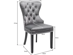 Conjunto de 2 sillas - terciopelo - patas de madera maciza - gris
