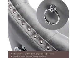 Conjunto de 2 sillas - terciopelo - patas de madera maciza - gris