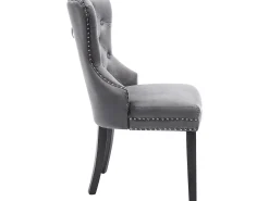 Conjunto de 2 sillas - terciopelo - patas de madera maciza - gris