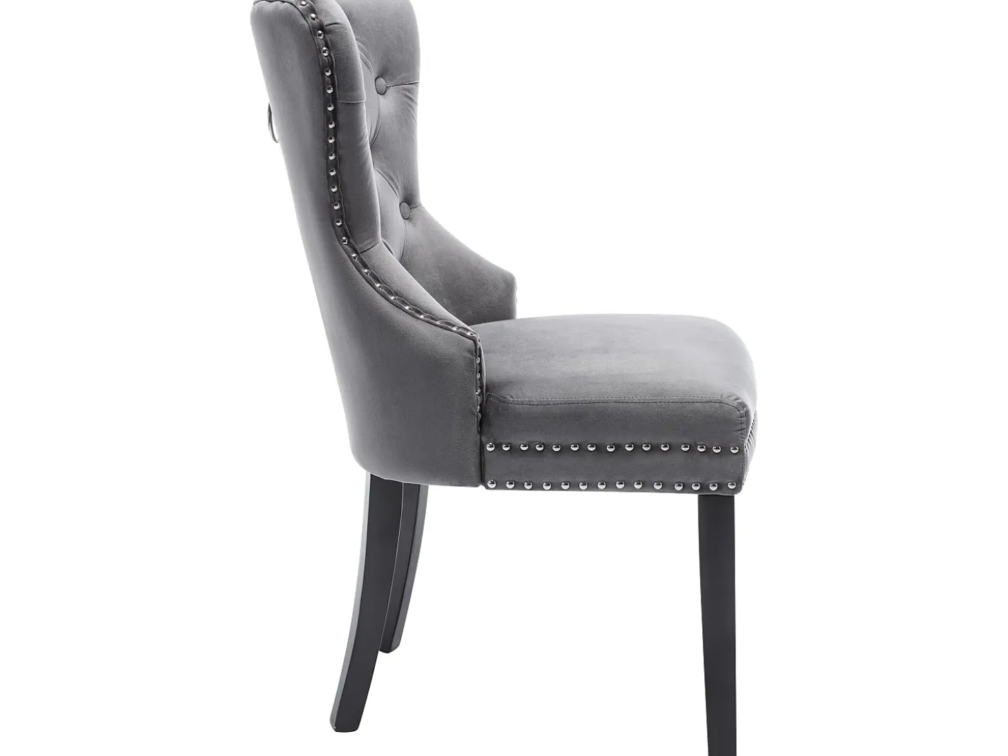 Conjunto de 2 sillas - terciopelo - patas de madera maciza - gris