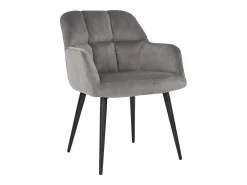 Conjunto de 2 sillas acolchadas Con reposabrazos - Terciopelo y metal negro. Gris. PEGA