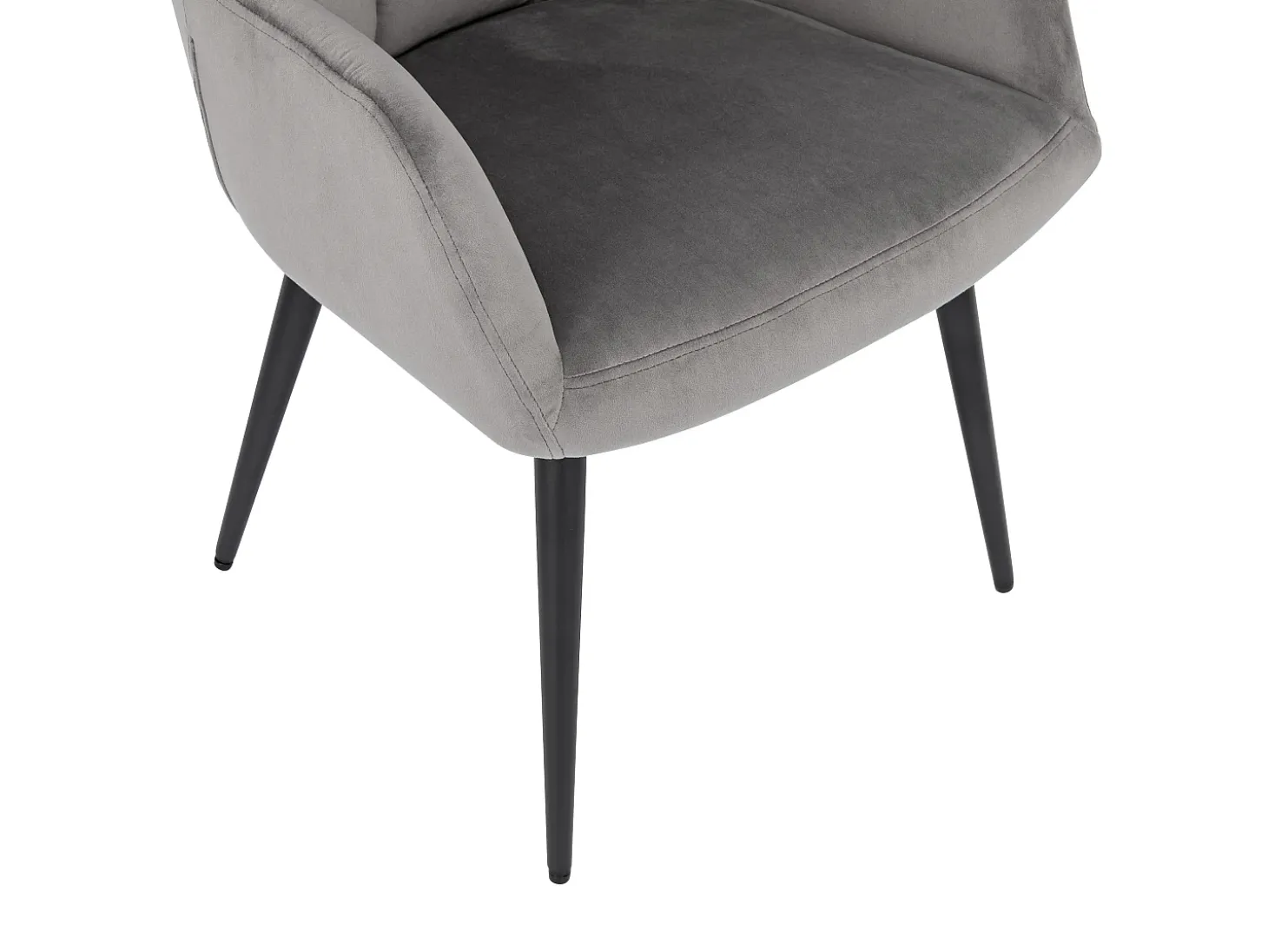 Conjunto de 2 sillas acolchadas Con reposabrazos - Terciopelo y metal negro. Gris. PEGA