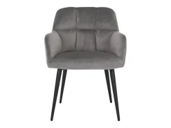 Conjunto de 2 sillas acolchadas Con reposabrazos - Terciopelo y metal negro. Gris. PEGA