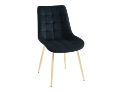 Conjunto de 6 sillas acolchadas de terciopelo y metal dorado - Negro - OLLUA