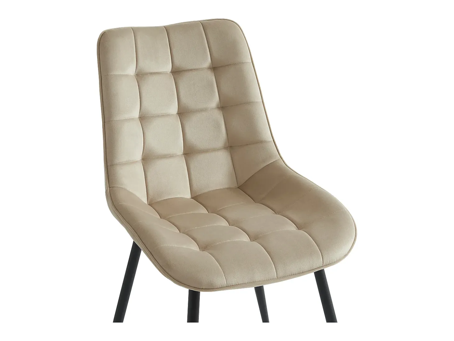 Conjunto de 6 sillas acolchadas - Terciopelo y metal negro - Beige - OLLUA