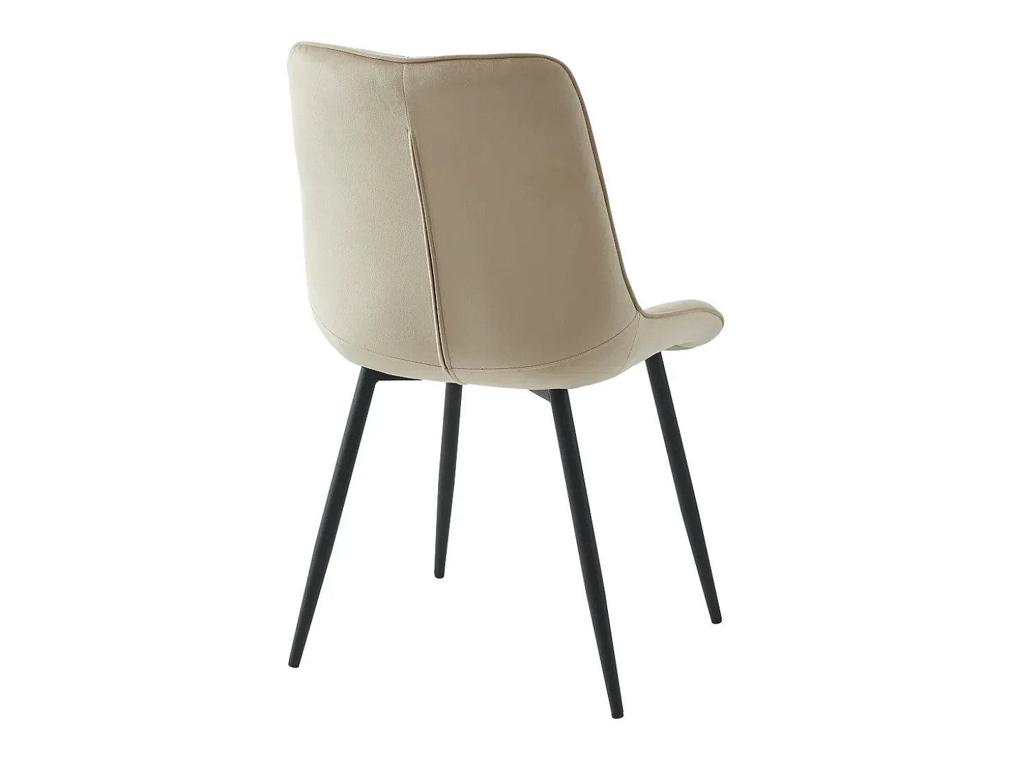 Conjunto de 6 sillas acolchadas - Terciopelo y metal negro - Beige - OLLUA