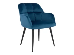 Conjunto de 6 sillas acolchadas Con reposabrazos - Terciopelo y metal negro. Azul. PEGA