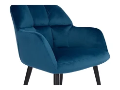 Conjunto de 6 sillas acolchadas Con reposabrazos - Terciopelo y metal negro. Azul. PEGA
