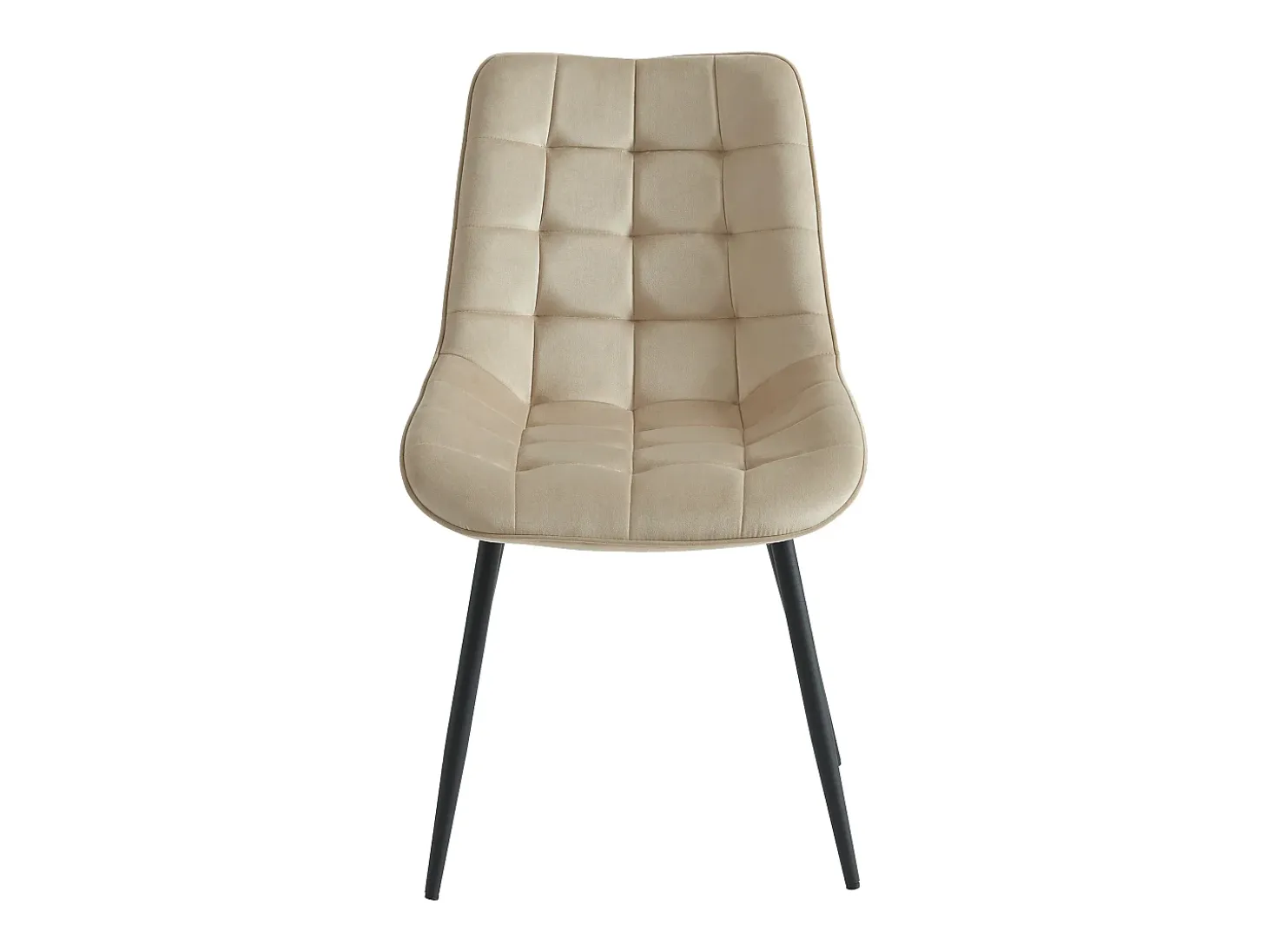 Conjunto de 2 sillas acolchadas - Terciopelo y metal negro - Beige - OLLUA