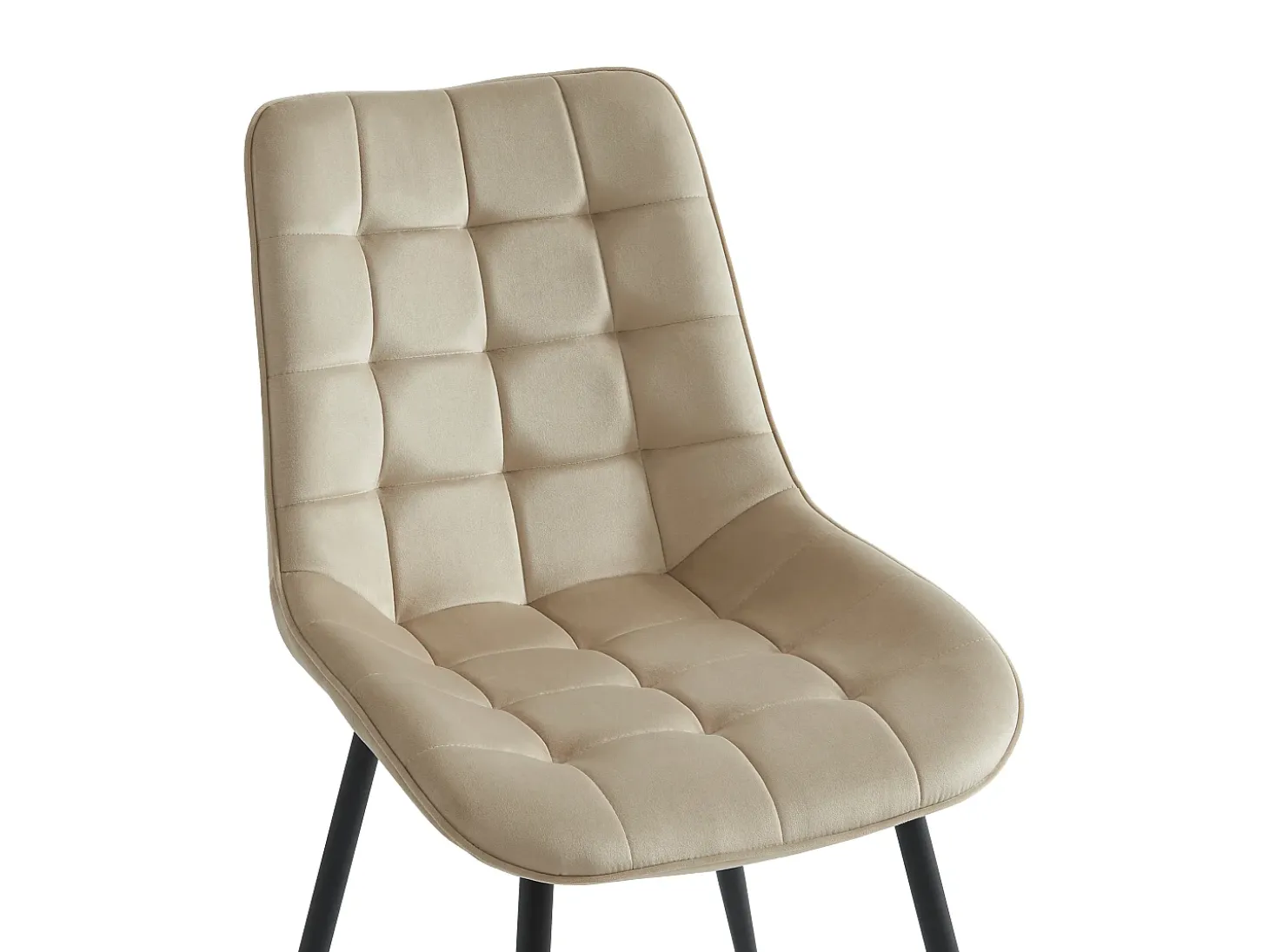 Conjunto de 2 sillas acolchadas - Terciopelo y metal negro - Beige - OLLUA
