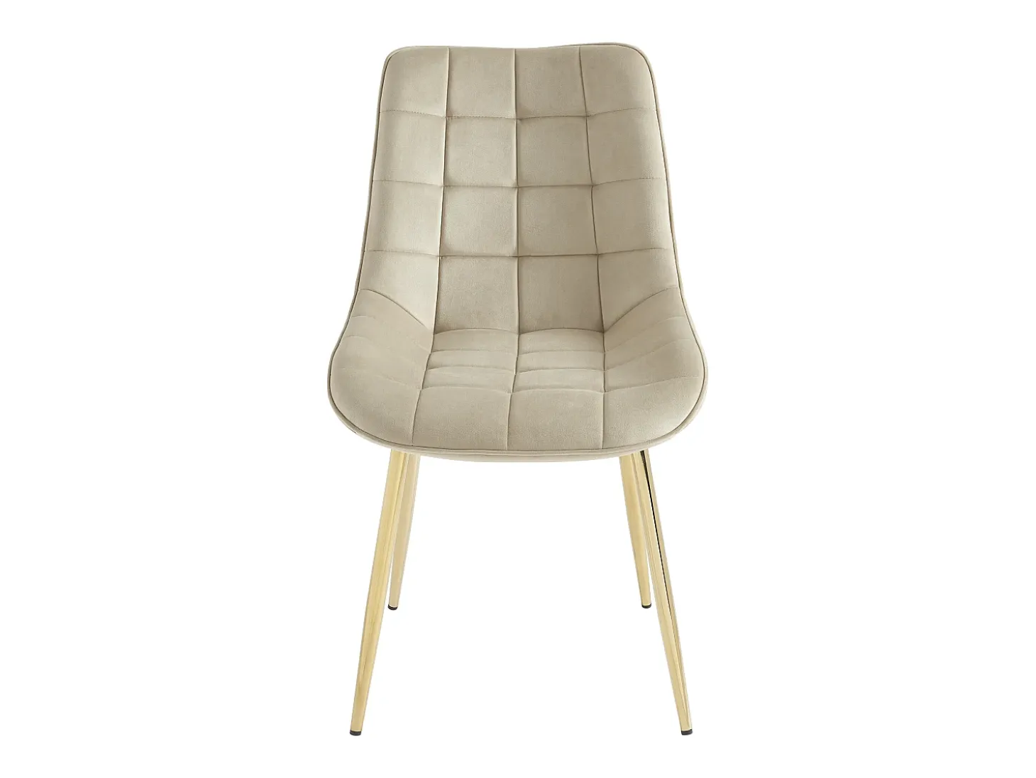Conjunto de 6 sillas acolchadas de terciopelo y metal dorado - Beige - OLLUA