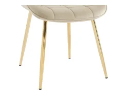 Conjunto de 6 sillas acolchadas de terciopelo y metal dorado - Beige - OLLUA