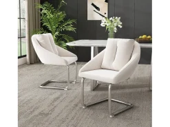 Conjunto de 2 sillas cantilever con cojín, en terciopelo beige