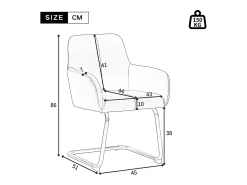 Conjunto de 2 sillas cantilever con reposabrazos, tapizado en símil piel gris, patas de metal color plata.