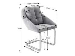 Conjunto de 6 sillas con cojines - Patas metálicas curvadas - Terciopelo gris