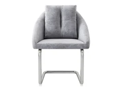 Conjunto de 6 sillas con cojines - Patas metálicas curvadas - Terciopelo gris