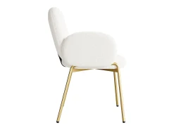Conjunto de 4 sillas con patas de metal dorado - Tela Teddy Beige