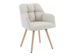 Conjunto de 2 sillas con reposabrazos - Tela y madera de haya - Beige - PEGA
