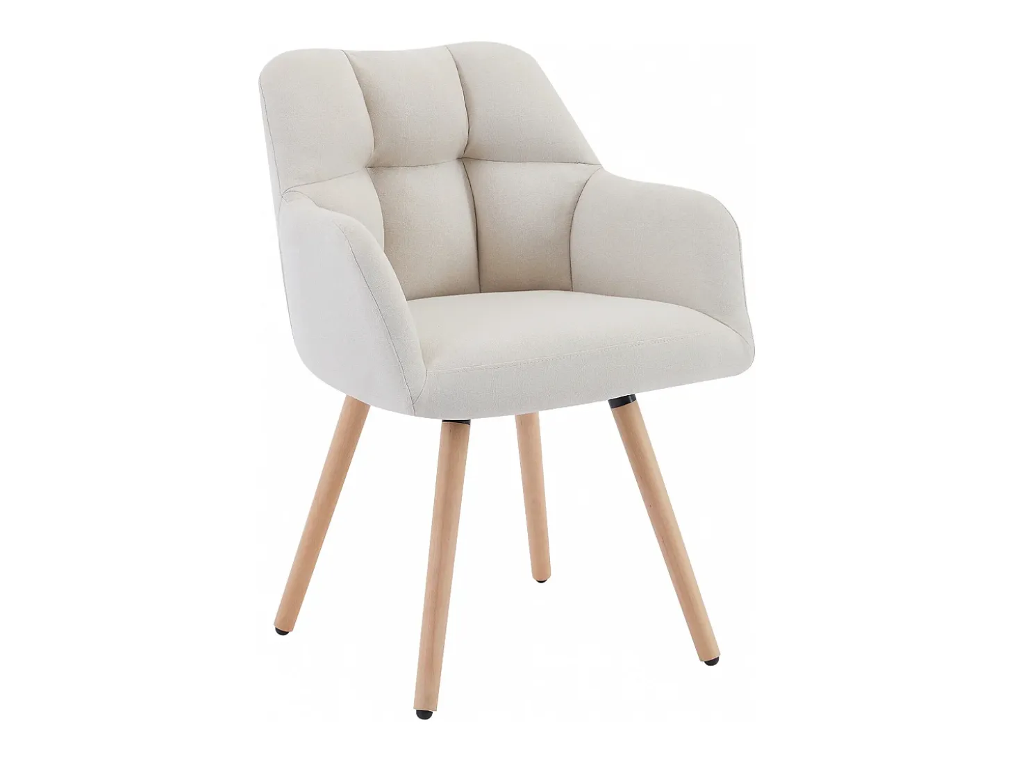 Conjunto de 2 sillas con reposabrazos - Tela y madera de haya - Beige - PEGA